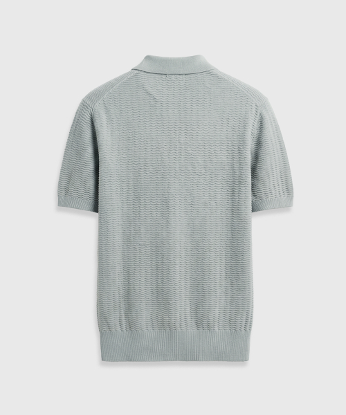 Wave cut PK half knit short sleeve shirt cloud grey