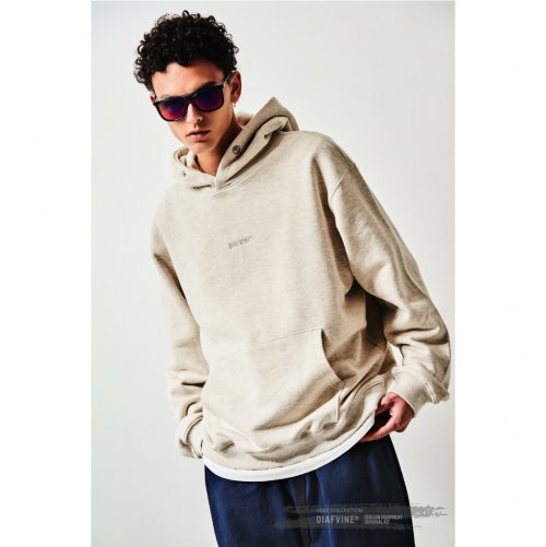 DV22STP.665 LOGO EMB COMBED YARN HOODIE -Oatmeal-