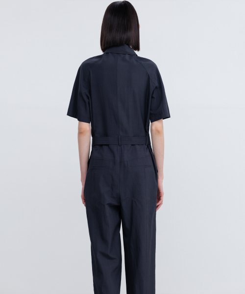 HIDDEN BUTTON BELTED JUMPSUIT