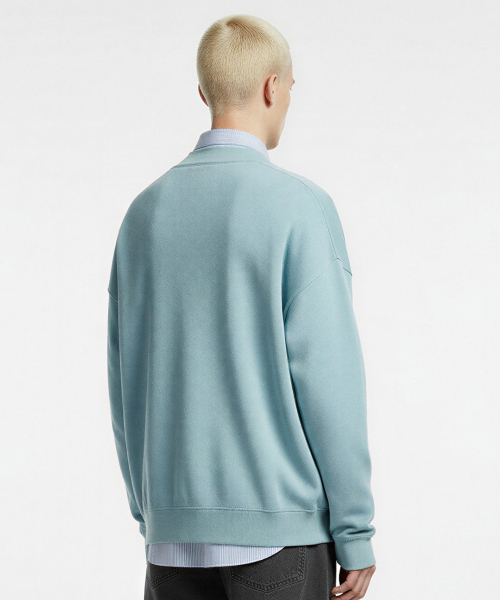 Small heart oversized sweat cardigan [Light blue]
