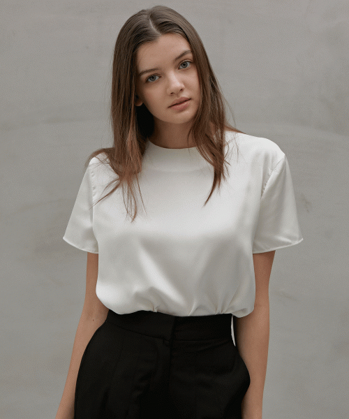[Kale] satin blouse_white