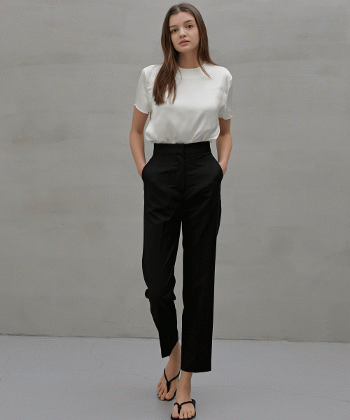 [Kale] satin blouse_white