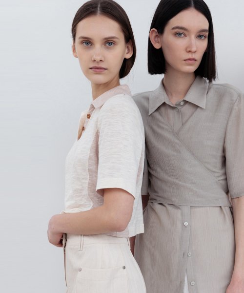 LOGO EMBROIDERED CROPPED POLO TOP