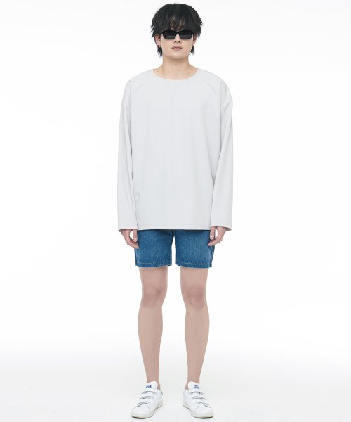 Relaxed fit woven t-shirt cool grey