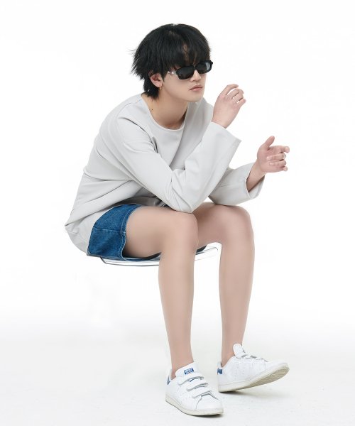 Relaxed fit woven t-shirt cool grey