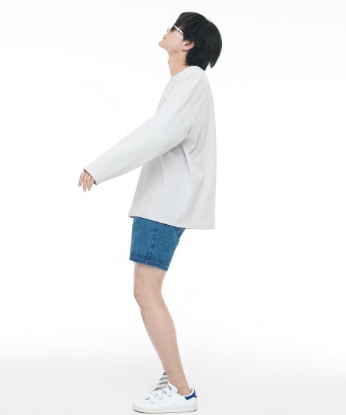 Relaxed fit woven t-shirt cool grey