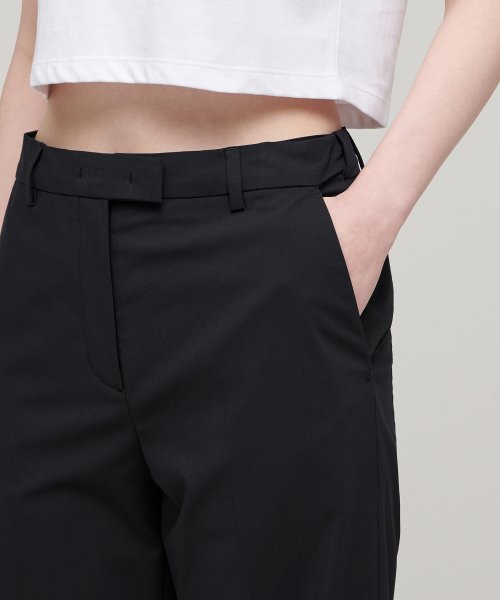 COOLTANDARD WOMENS STRAIGHT HIDDEN BANDING SLACKS [BLACK]