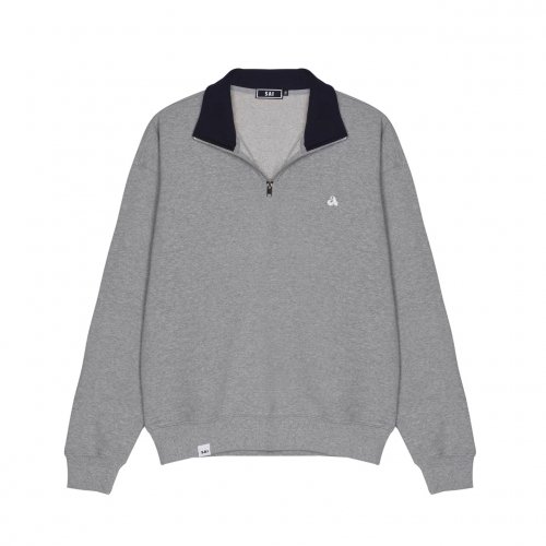 003 'a' big logo half zip-up sweatshirt grey