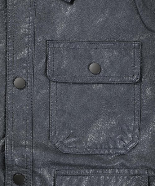 Button PU leather jacket [charcoal]