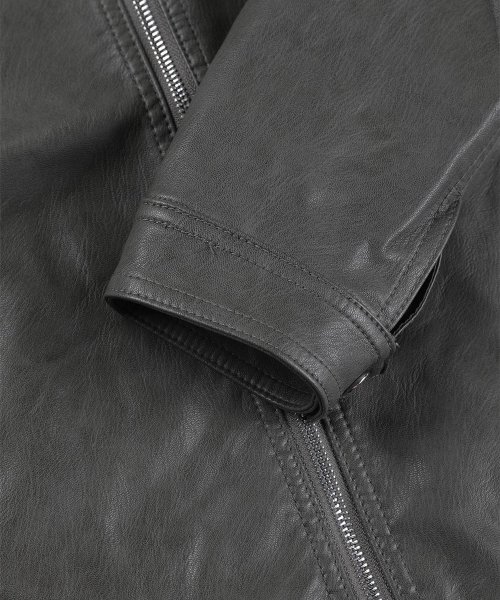 Button PU leather jacket [charcoal]