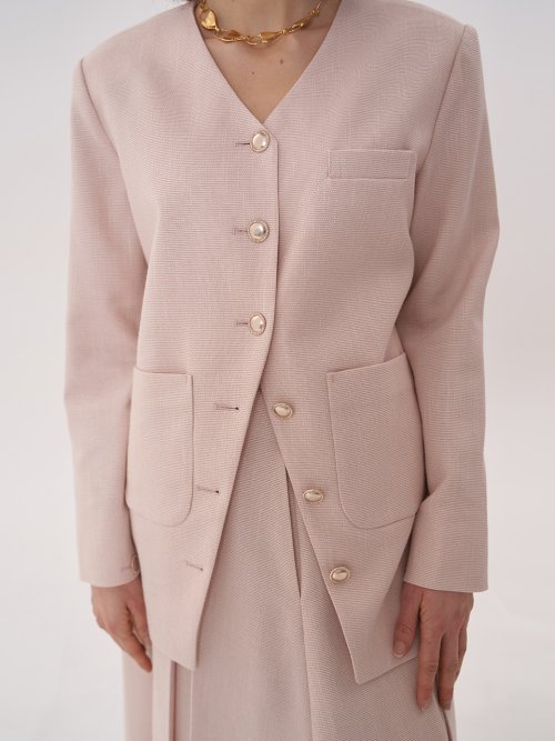 V-neck oversized jacket_salmon