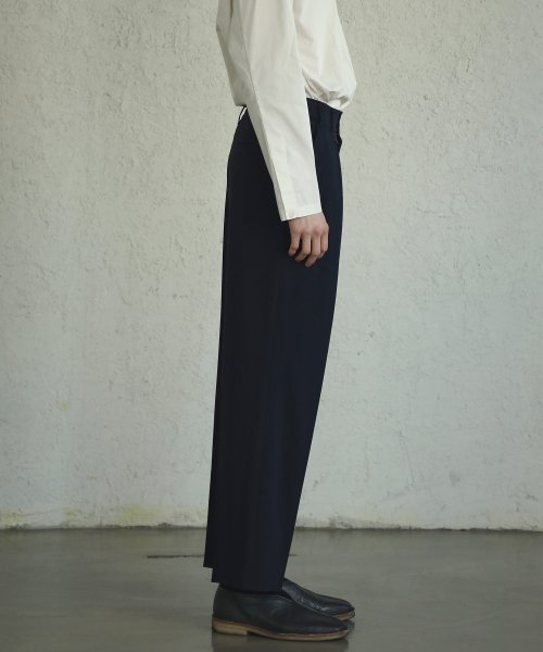 Reverse 2-pleats pants (navy)