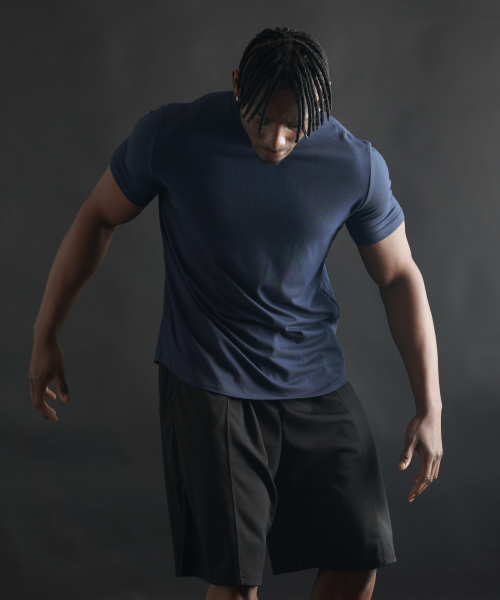 Muscle fit plain modal short sleeve t-shirt [Navy]