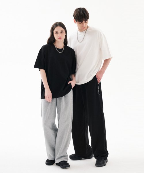 One tuck sweat wide training pants black