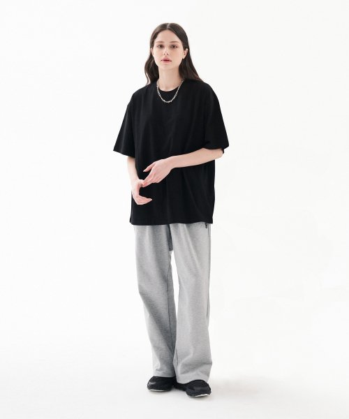 One tuck sweat wide training pants grey