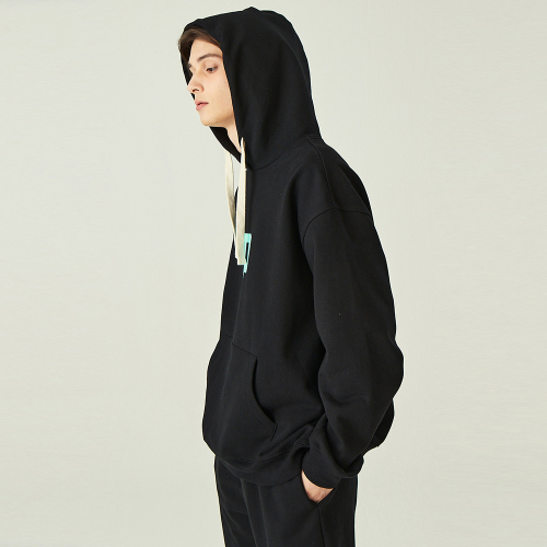 Lettering hood sweatshirt_black