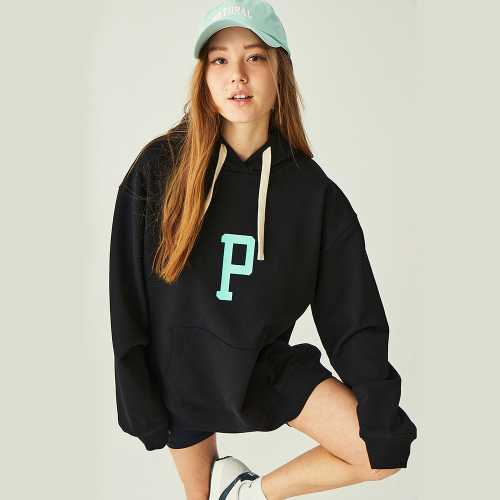 Lettering hood sweatshirt_black