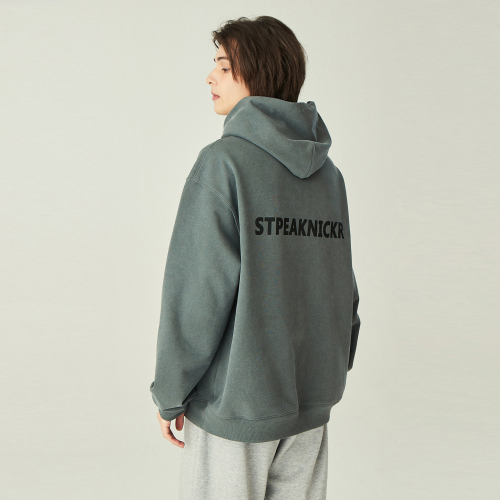 Lettering hood sweatshirt_khaki