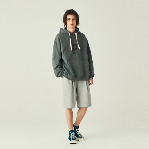 Lettering hood sweatshirt_khaki