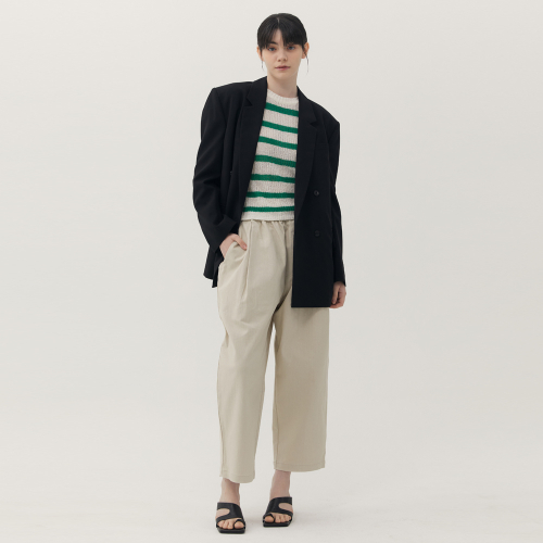One tuck wide cotton pants_el beige