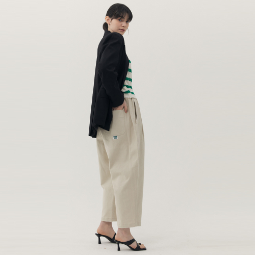 One tuck wide cotton pants_el beige
