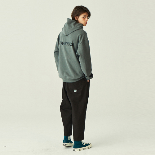 One tuck wide cotton pants_black