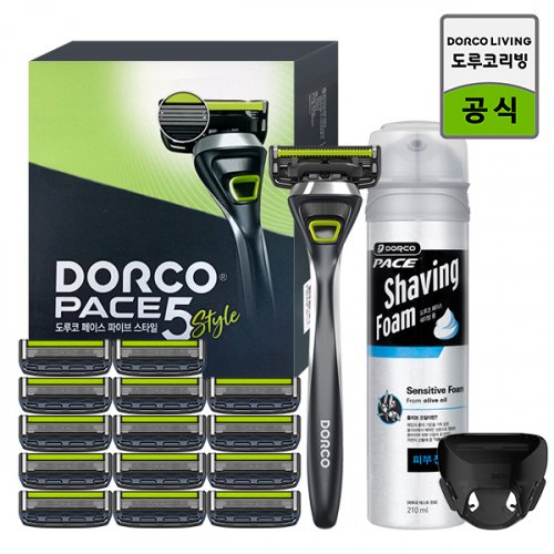 도루코(Dorco) 페이스5 스타일 면도 풀~세트 5호(면도기+면도날 총15입+센서티브폼+케이스) - 32,500 | 무신사 스토어