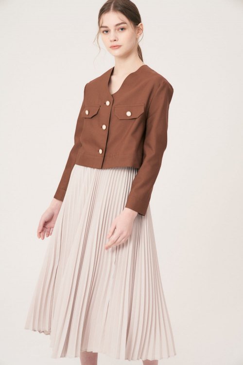 Brown v-line crop jacket