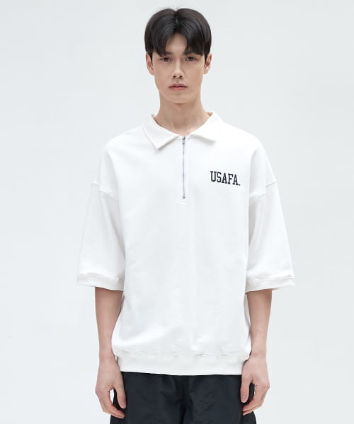 USAFA collar short sleeve sweatshirt MZT704 [WHITE]