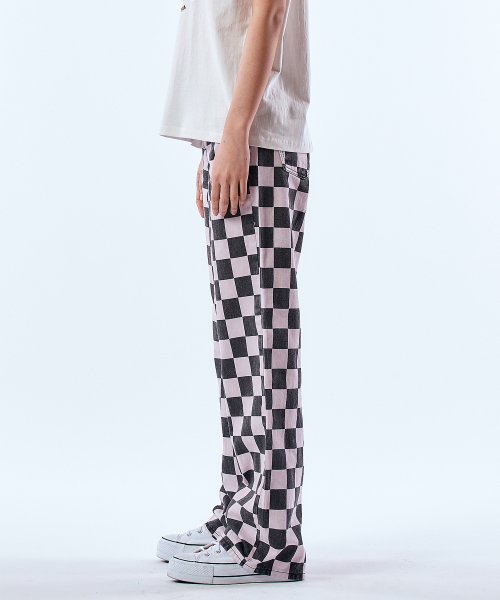 Queen chess pigment wide pants(Purple)