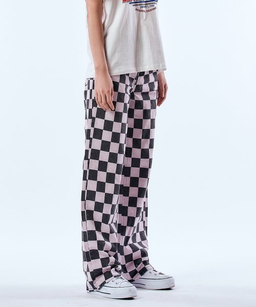 Queen chess pigment wide pants(Purple)