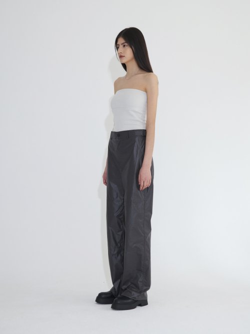 Coated nylon trousers - charcoal