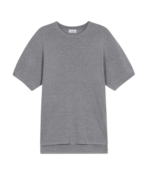 IRT110 вязаный топ с коротким рукавом и разрезом [Cool Knit] Bocashi Grey