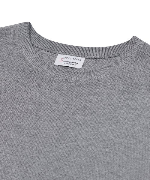 IRT110 вязаный топ с коротким рукавом и разрезом [Cool Knit] Bocashi Grey