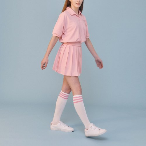 Укороченная футболка с открытым воротником, pink