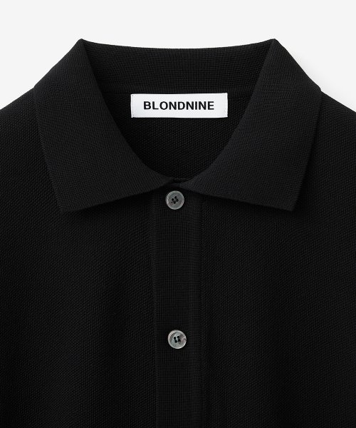 COTTON COLLAR 1/2 KNIT CARDIGAN_BLACK