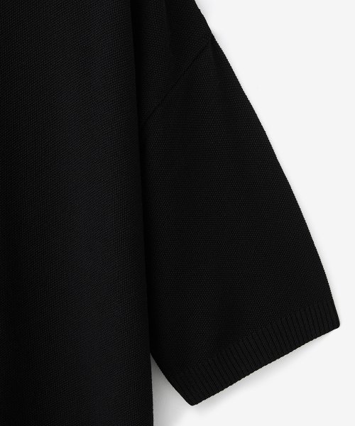 COTTON COLLAR 1/2 KNIT CARDIGAN_BLACK