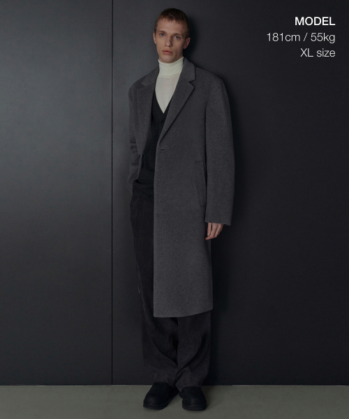 Кашемировое пальто оверсайз однобортное [Medium Grey]