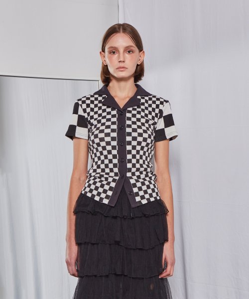 Checkerboard Collar T-shirt