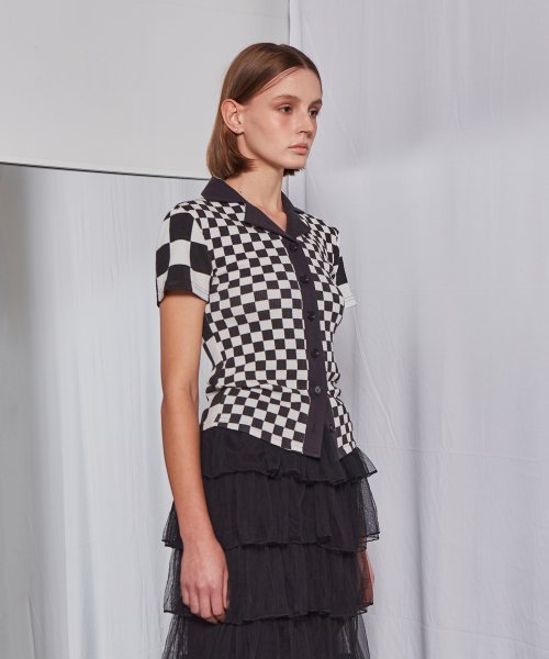 Checkerboard Collar T-shirt