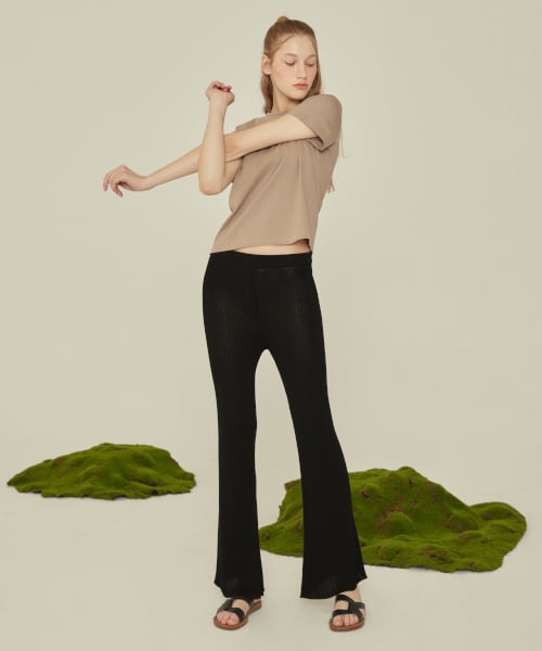 KNIT BOOTCUT PANTS_черный
