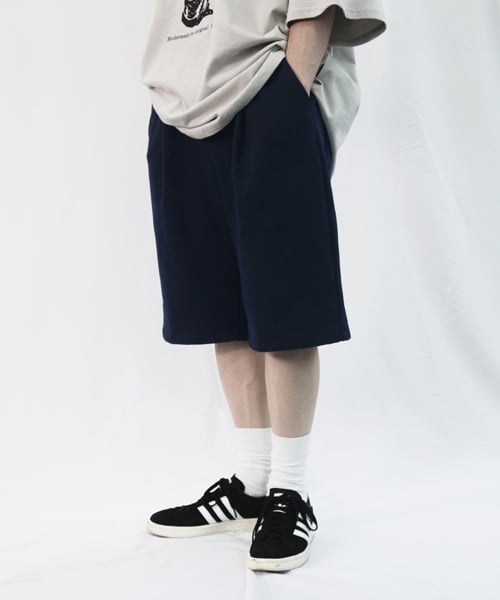 Свободные трикотажные шорты с защипом [Navy]