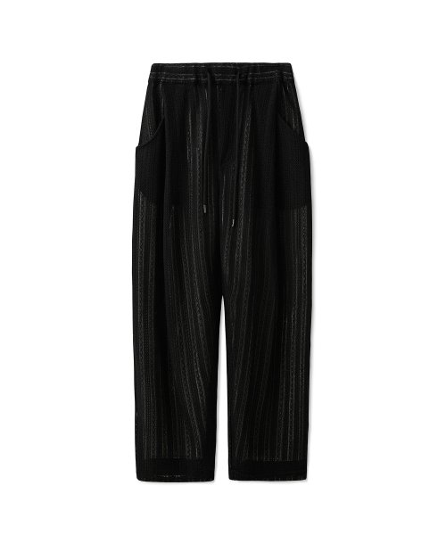 Широкие брюки с защипами и кружевом (Black)
