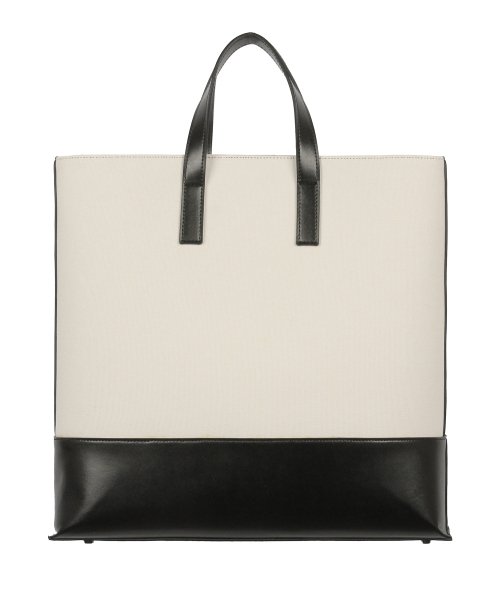 Cowhide canvas chain tote bag IVORY