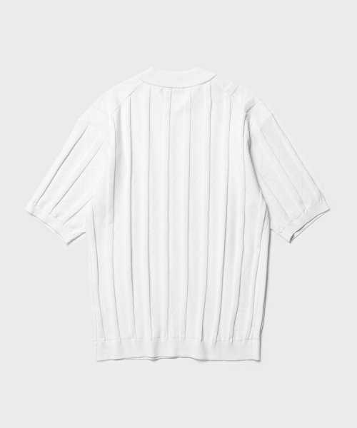 FINE GUAGE RESORT COLLAR HALF KNIT (OFF WHITE)