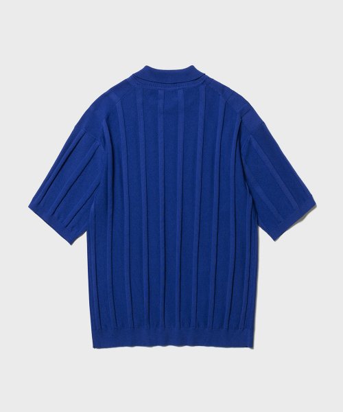 FINE GUAGE RESORT COLLAR HALF KNIT (BLUE)