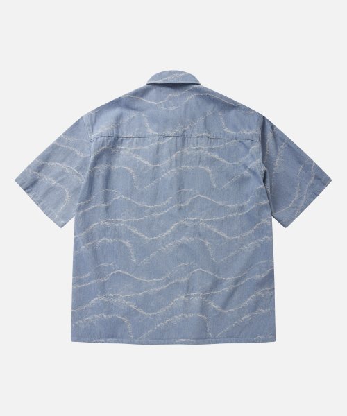 WAVE DENIM HALF SHIRT _ LIGHT BLUE