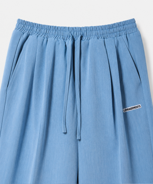 Широкие слаксы на резинке с двумя защипами (Indian Blue)