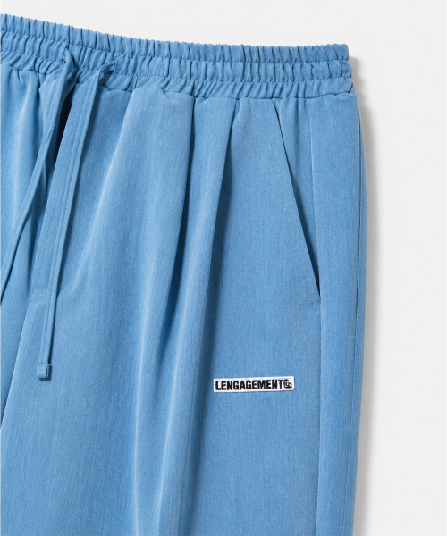 Широкие слаксы на резинке с двумя защипами (Indian Blue)