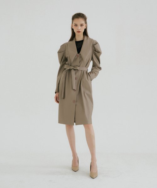 LEATHER BIG COLLAR PUFF JACKET - milk cocoa